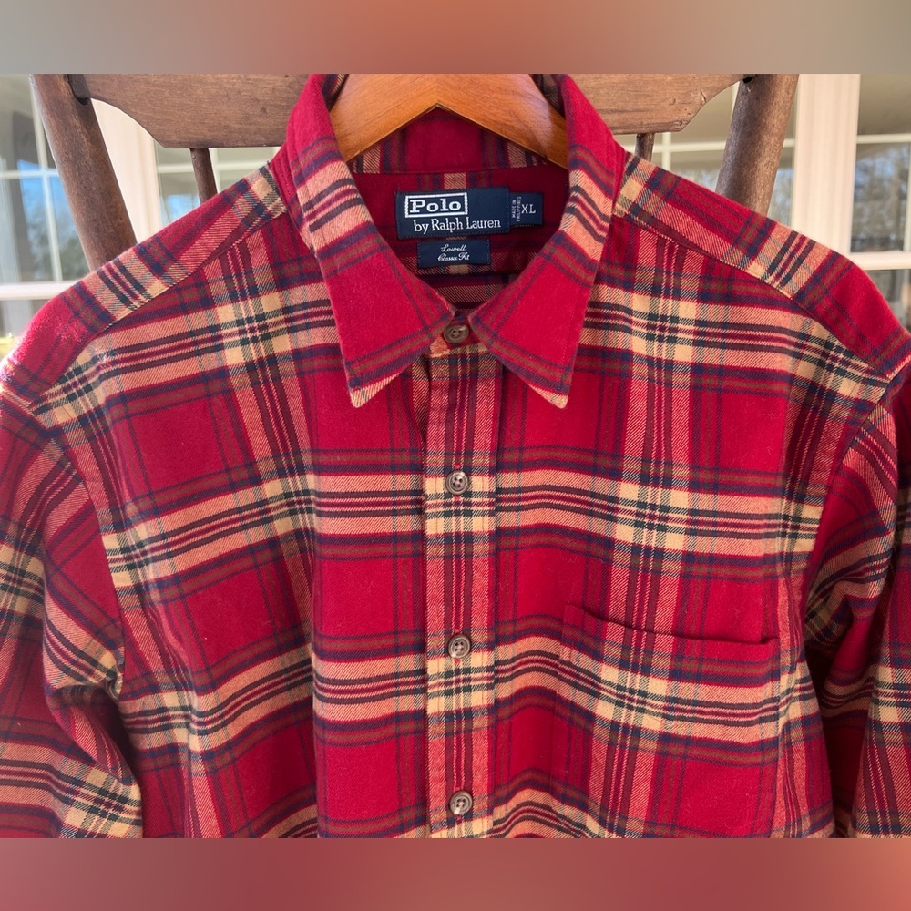 Polo Ralph Lauren Lowell Classic Fit Plaid Shirt Red Yellow Flannel Country XL